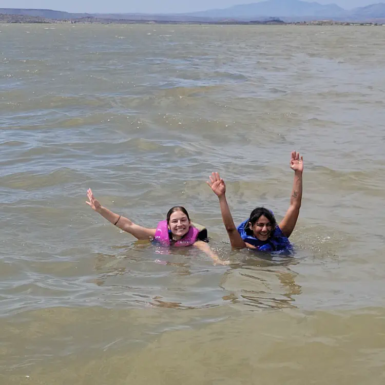 Elephant Butte Lake — Riya and Haylie swimming.
