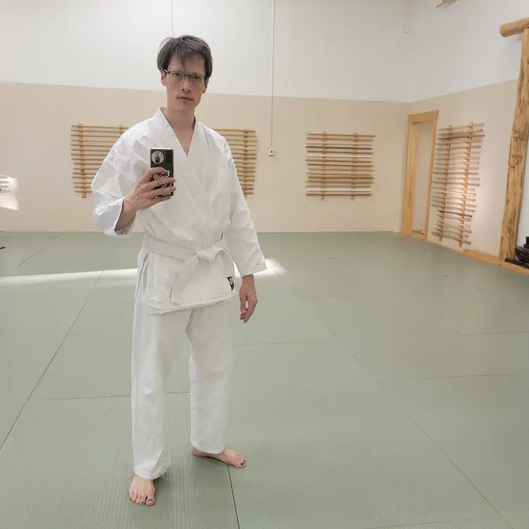 Aikido white belt.