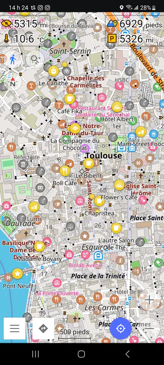 OsmAnd+ – Toulouse walking map. It's busy but I got used to it. I like the information density.