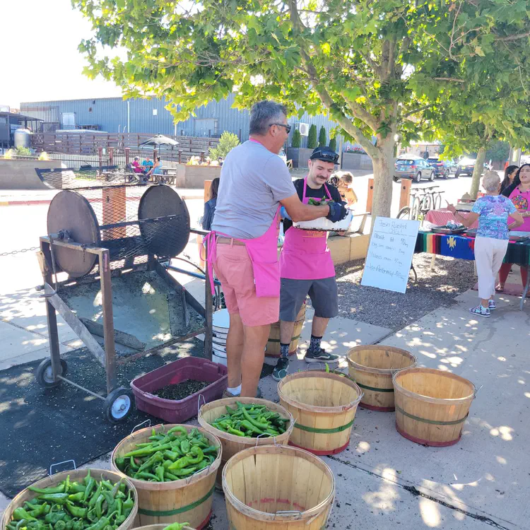 Traditional yearly chili harvest and batch roasting.