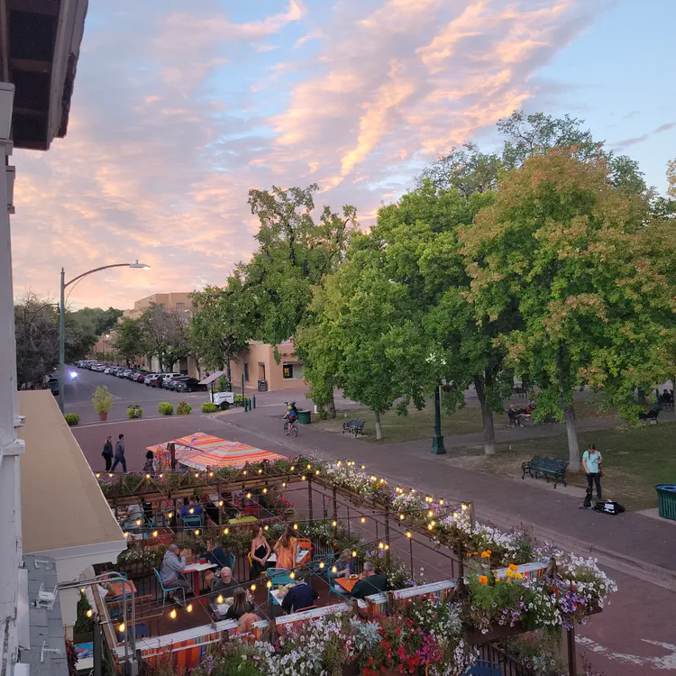 Santa Fe plaza at sunset.