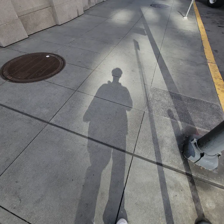 Sidewalk shadow.