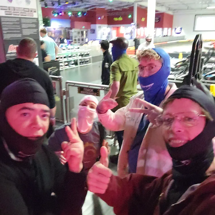 K1 Speed indoor karding – pre-race group selfie.