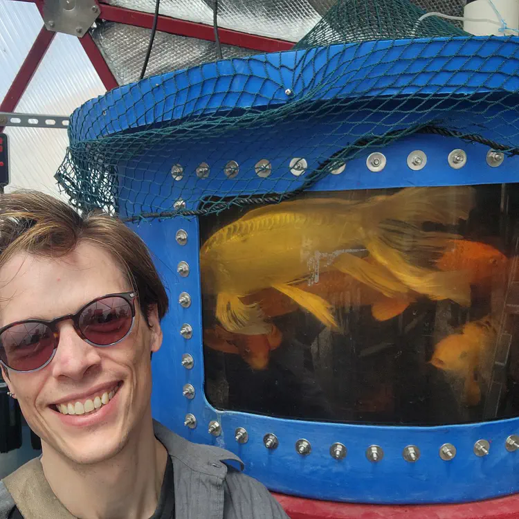 Aquaponics koi selfie.