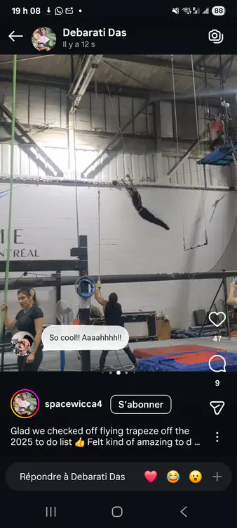 Flying trapeze at L'Académie de Cirque with Montreal parkour friends.