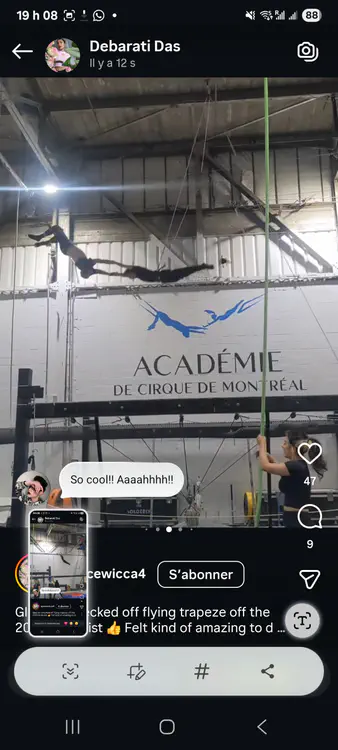 Flying trapeze at L'Académie de Cirque with Montreal parkour friends.