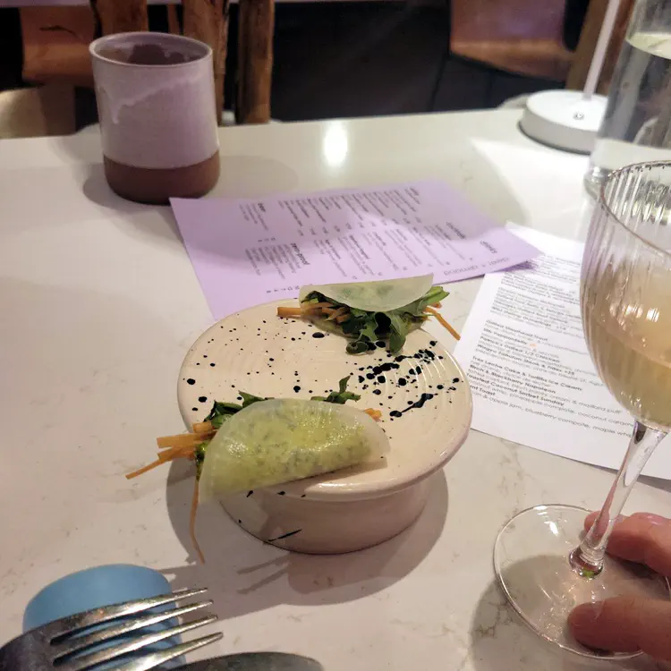 Deer + Almond amuse-gueule.