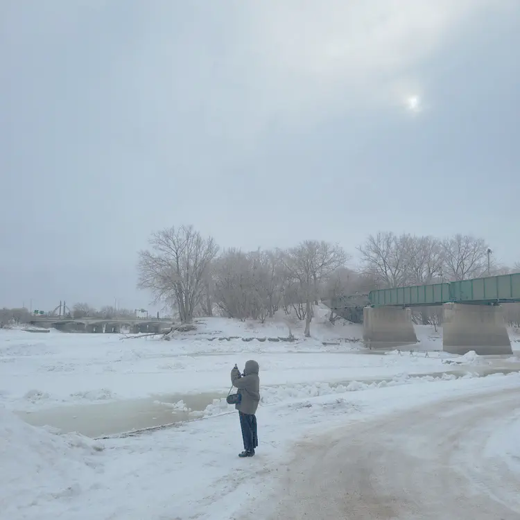 Rivers confluence, Red River and Assiniboine River.