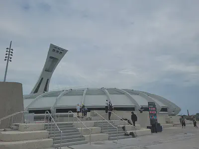 People starting to arrive at the Olympic Stadium.